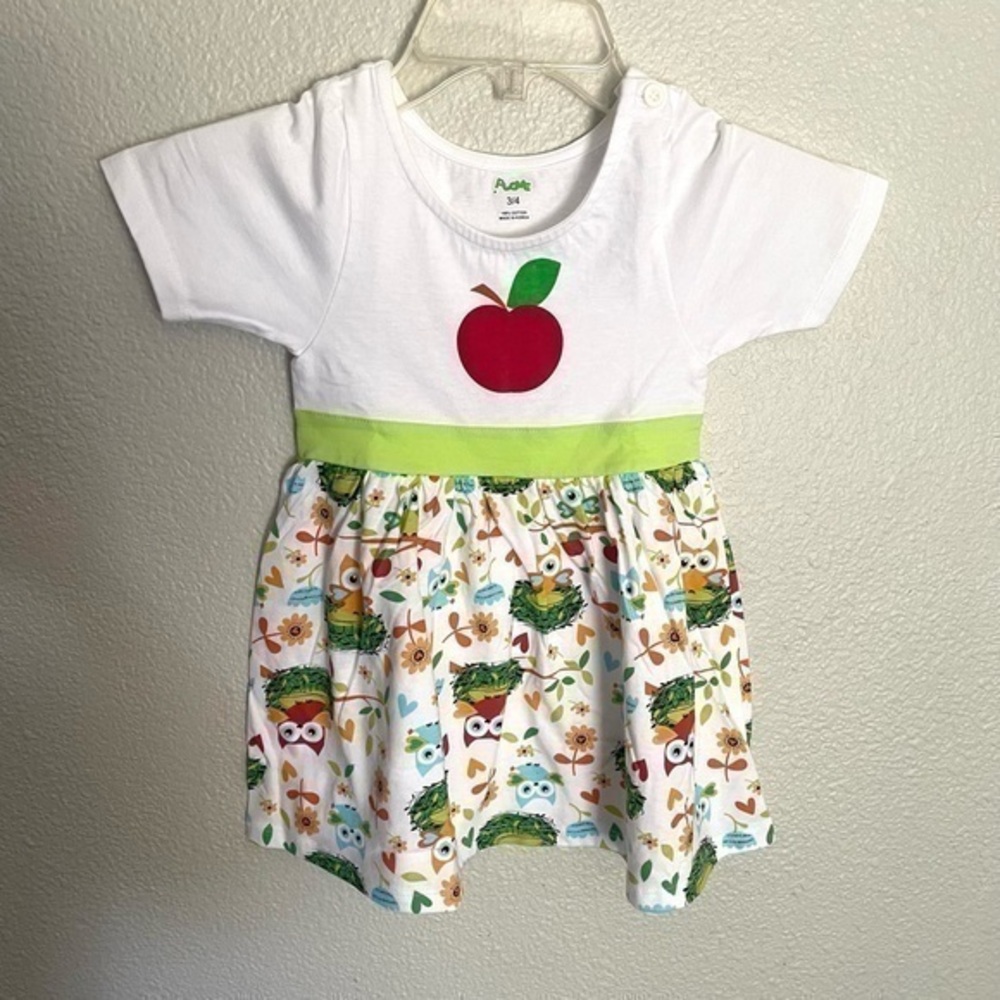 PLOVE half apron owl print casual boutique dress size 3/4